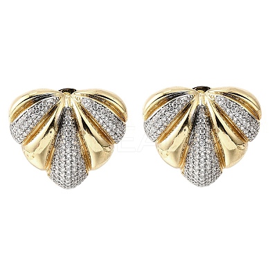 Brass Micro Pave Clear Cubic Zirconia Stud Earrings for Women EJEW-G430-02GP-1