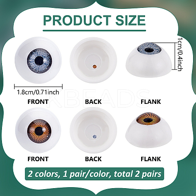 2 Pairs 2 Colors Plastic Safety Craft Eye DIY-WR0004-38-1