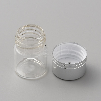 Column Glass Empty Pill Bottle with Aluminum Screw Top Lids CON-WH0092-44A-1