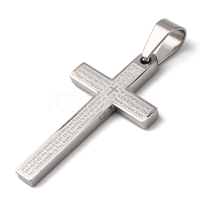 304 Stainless Steel Religion Bible Cross Pendants STAS-F323-11P-1