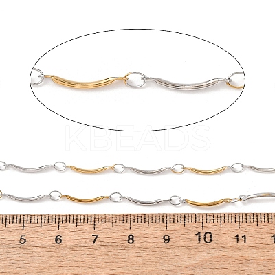 Two Tone 304 Stainless Steel Curved Bar Link Chains CHS-G049-01GP-1