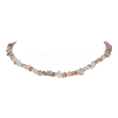 Natural Rutilated Quartz Chip Beaded Necklace NJEW-JN04615-10-1