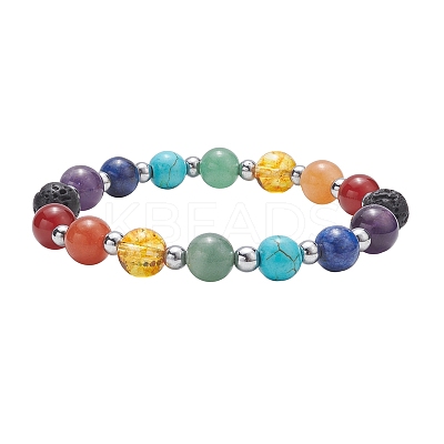 4Pcs 4 Style Natural & Synthetic Mixed Gemstone Strech Bracelets Set BJEW-JB09347-1