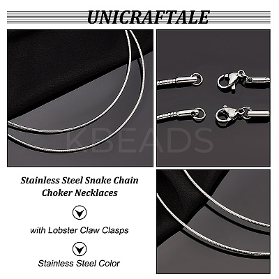 Tarnish Resistant Casual Style 304 Stainless Steel Snake Chain Choker Necklaces STAS-O037-05-1