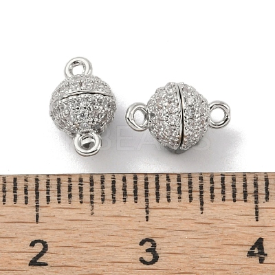 Rack Plating Brass Micro Pave Cubic Zirconia Magnetic Clasps with Loops KK-A224-11P-1