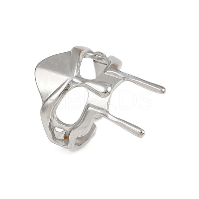 304 Stainless Steel Open Cuff Rings for Women LS-RJEW-K303-07P-1