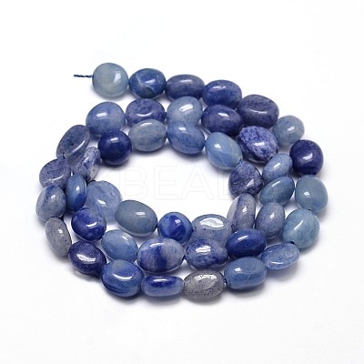 Natural Dyed & Heated Blue Aventurine Smooth Nuggets Beads Strands G-J335-34-1