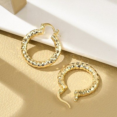 Brass Two Tone Hoop Earrings LS-EJEW-B117-06C-G-1