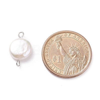 Natural Baroque Pearl Keshi Pearl Connector Charms PALLOY-JF01495-01-1