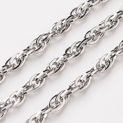 Non-Tarnish 3.28 Feet 304 Stainless Steel Rope Chains X-CHS-K001-17-1