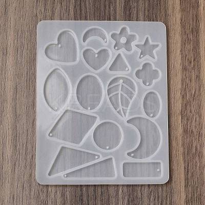 Leaf Heart Rectangle DIY Pendant Silicone Molds DIY-G109-01B-1