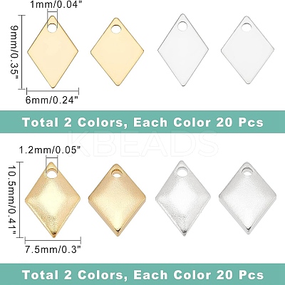 80Pcs 4 Styles Brass Charms KK-FH0003-80-1