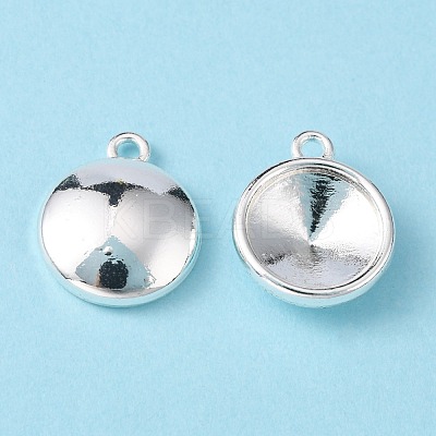 Tibetan Style Alloy Flat Round Charm Pendant Rivoli Xilion Pointed Back Chaton Rhinestone Settings PALLOY-O034-S01-1