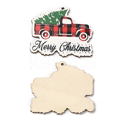 Single Face Christmas Printed Wood Big Pendants WOOD-D025-25-1