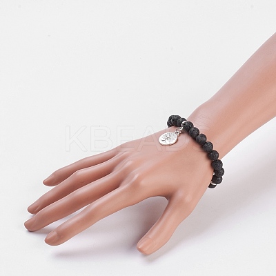 Natural Lava Rock Stretch Bracelets BJEW-JB03771-01-1