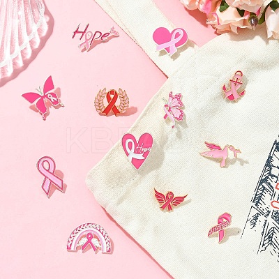 12Pcs 12 Styles Awareness Ribbon Enamel Pins JEWB-CJ0001-51-1