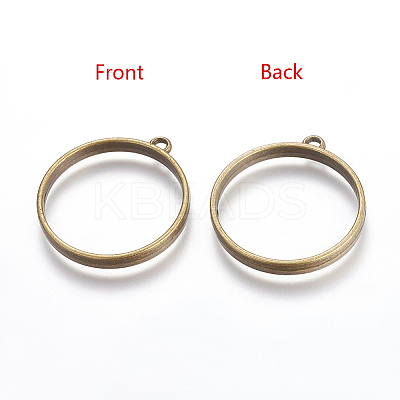 Vintage Findings Tibetan Style Alloy Ring Frame Pendants for DIY Resin Pendants X-TIBEP-M019-01AB-NF-1