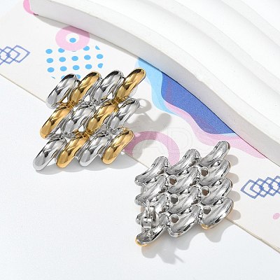 304 Stainless Steel Two Tone Stud Earrings for Women LS-STAS-Z117-03GP-1