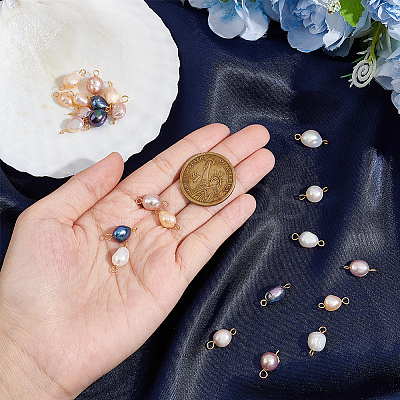 30Pcs Potato Natural Cultured Freshwater Pearl Connector Charms FIND-SC0005-37-1