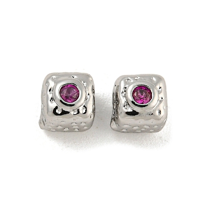 Brass Micro Pave Cubic Zirconia Beads KK-G490-18P-02-1