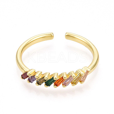 Brass Micro Pave Cubic Zirconia Cuff Rings for Women KK-T070-109-1