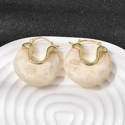 Brass Resin Hoop Earrings EJEW-P333-11C-G01-1