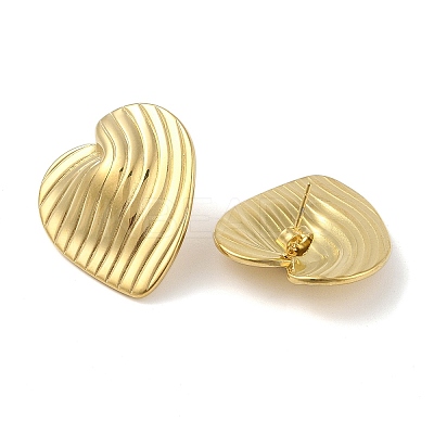 Stripe Theme Ion Plating(IP) 304 Stainless Steel Stud Earrings for Women EJEW-B050-18G-02-1