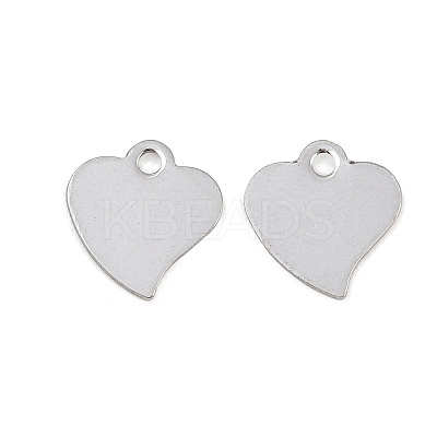 Tarnish Resistant Heart 201 Stainless Steel Blank Tag Charms STAS-R071-11-1
