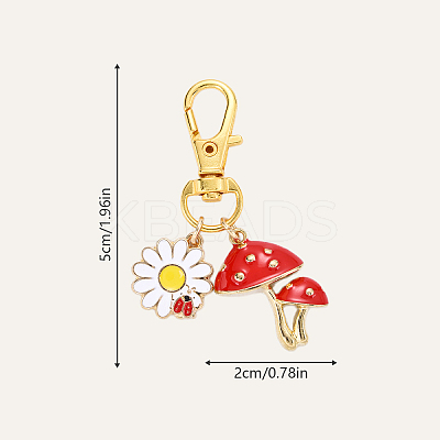 Flower & Mushroom Alloy Enamel Pendant Decorations HJEW-YW00055-01-1