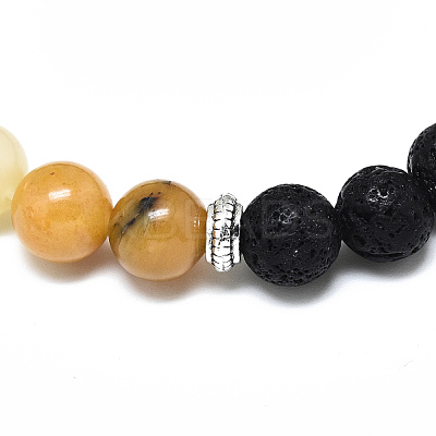 Natural Topaz Jade Beads Stretch Bracelets BJEW-R309-02-A04-1