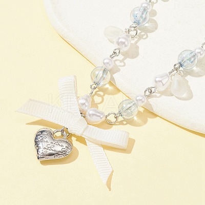 Alloy Heart with Word Pendant Necklace NJEW-FZ00004-13-1