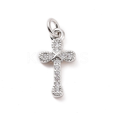 Brass Micro Pave Cubic Zirconia Pendants KK-C012-49P-1