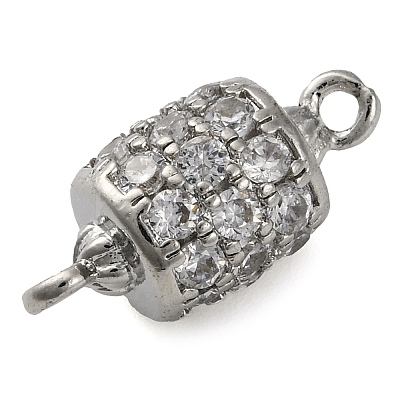 Brass Micro Pave Clear Cubic Zirconia Hollow Column Connector Charms KK-A230-05F-P-1