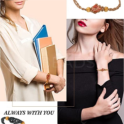 4Pcs 2 Colors Adjustable Braided Waxed Cord Macrame Pouch Bracelet Making MAK-CJ0001-18-1