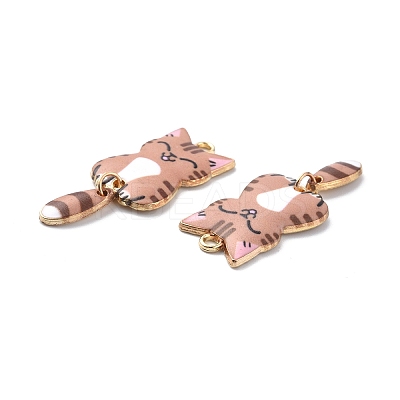Light Gold Rack Plating Alloy Enamel Pendants ENAM-G210-01LG-02-1