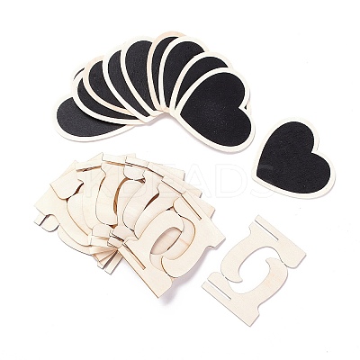 Heart Wooden Mini Chalkboard Signs LS-AJEW-M035-02-1