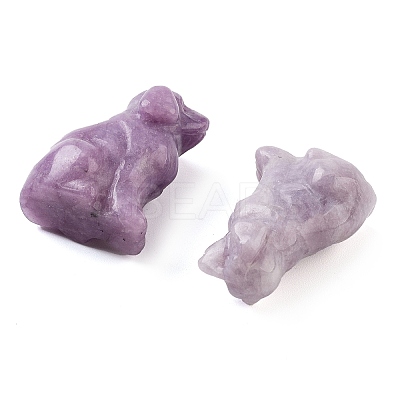 Natural Lepidolite/Purple Mica Stone Carved Dog Figurines DJEW-L023-A08-1
