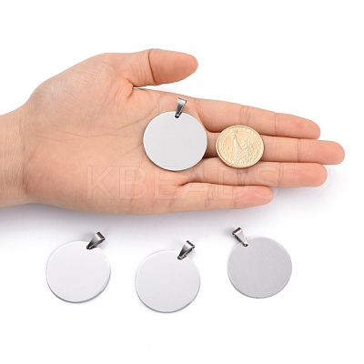 Tarnish Resistant DIY Materials 201 Stainless Steel Flat Round Hand Stamping Blank Tag Pendants STAS-O044-125-1
