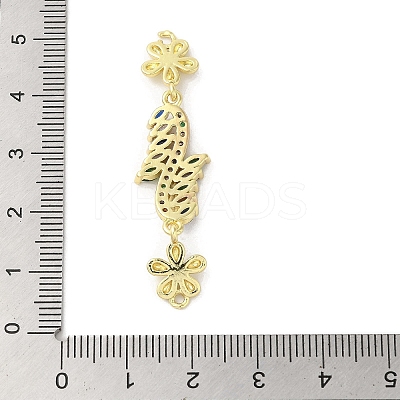 Rack Plating Brass Pave Colorful Cubic Zirconia Flower Connector Charms KK-C052-37B-G-1