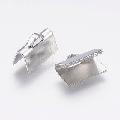 Tarnish Resistant 304 Stainless Steel Ribbon Crimp Ends STAS-P168-03P-1