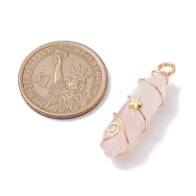 Natural Rose Quartz Double Terminal Pointed Pendants PALLOY-JF02672-03-1