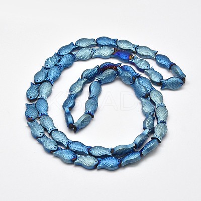 Full Plated Frosted Electroplate Glass Fish Beads Strands X-EGLA-M001-B01-1