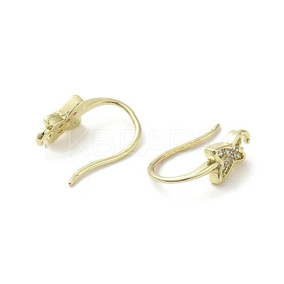 Brass Micro Pave Cubic Zirconia Earring Hooks KK-C048-13H-G-1