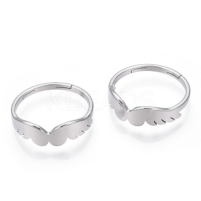 Non-Tarnish 304 Stainless Steel Wing Adjustable Ring for Women LS-RJEW-T027-10P-1