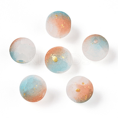 Frosted Baking Paint Crackle Glass Beads with Glitter Powder LS-X1-DGLA-T004-01C-1