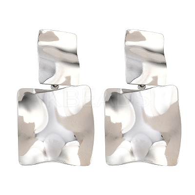 304 Stainless Steel Square Dangle Stud Earrings EJEW-K268-79A-P-1