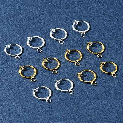 12Pcs 2 Colors Brass Clip-on Hoop Earring Findings KK-FS0001-48-1