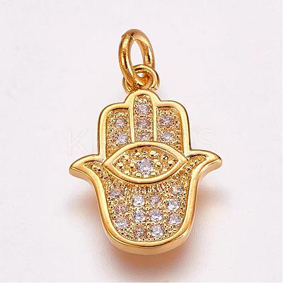 Brass Micro Pave Cubic Zirconia Pendants ZIRC-G099-39G-1
