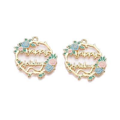 Rack Plating Alloy Enamel Pendants LS-ENAM-N056-369KCG-03-1