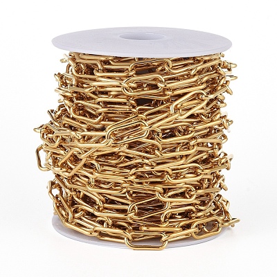 PVD Vacuum Plating 304 Stainless Steel Paperclip Chains CHS-D027-02G-1